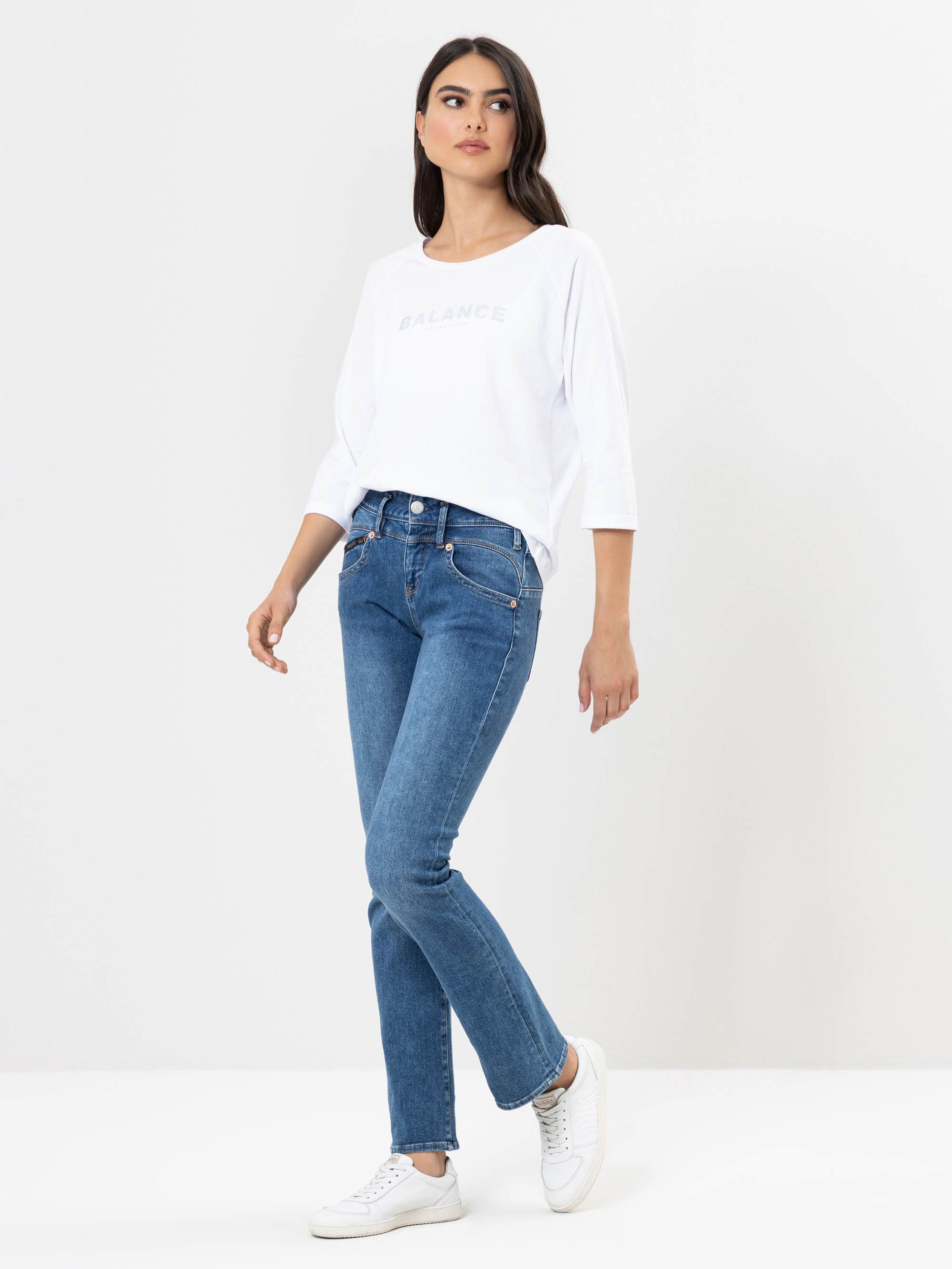 Modell Angelika Langarmshirt mit Metallic-Print